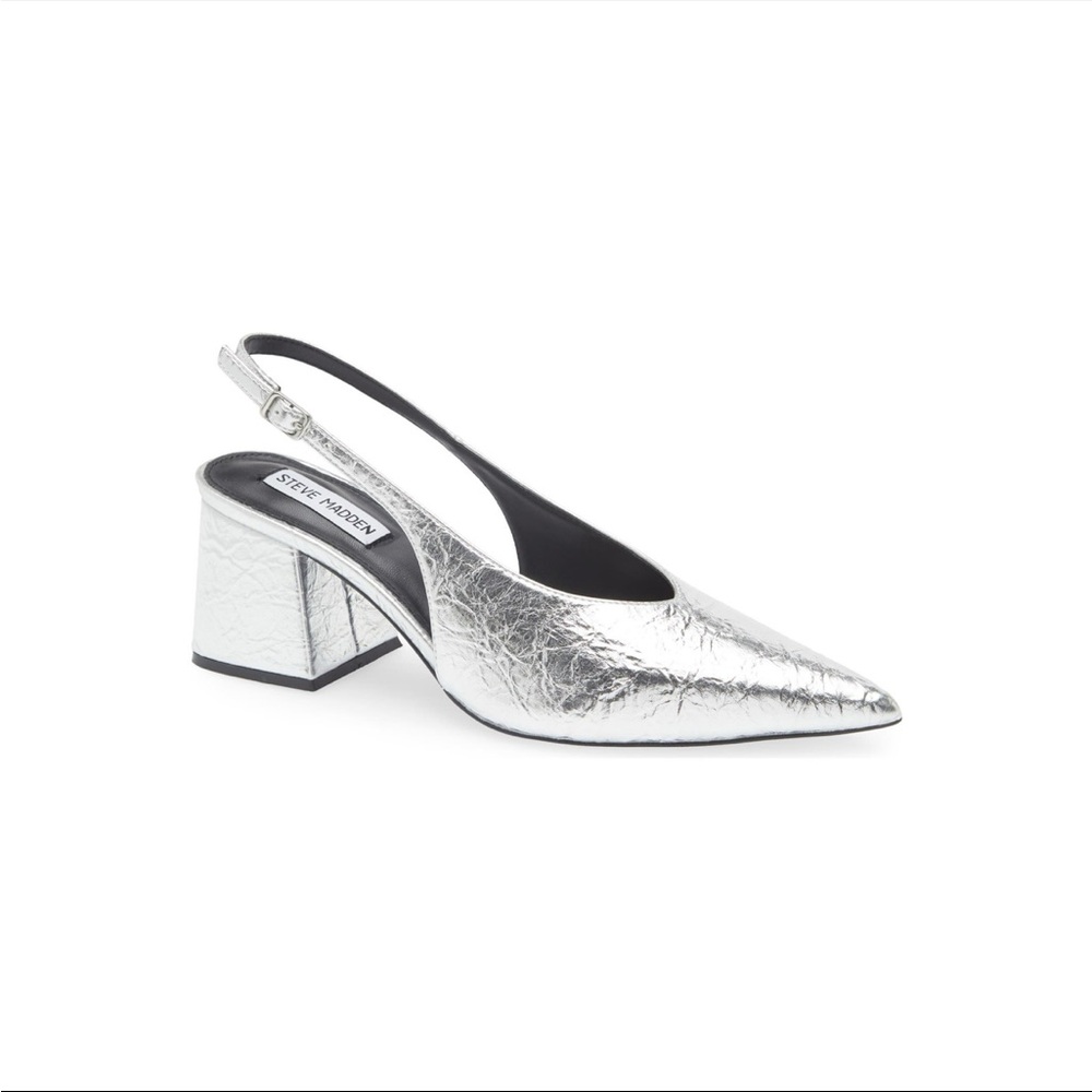 Steve Madden Metallic Silver Block Heels